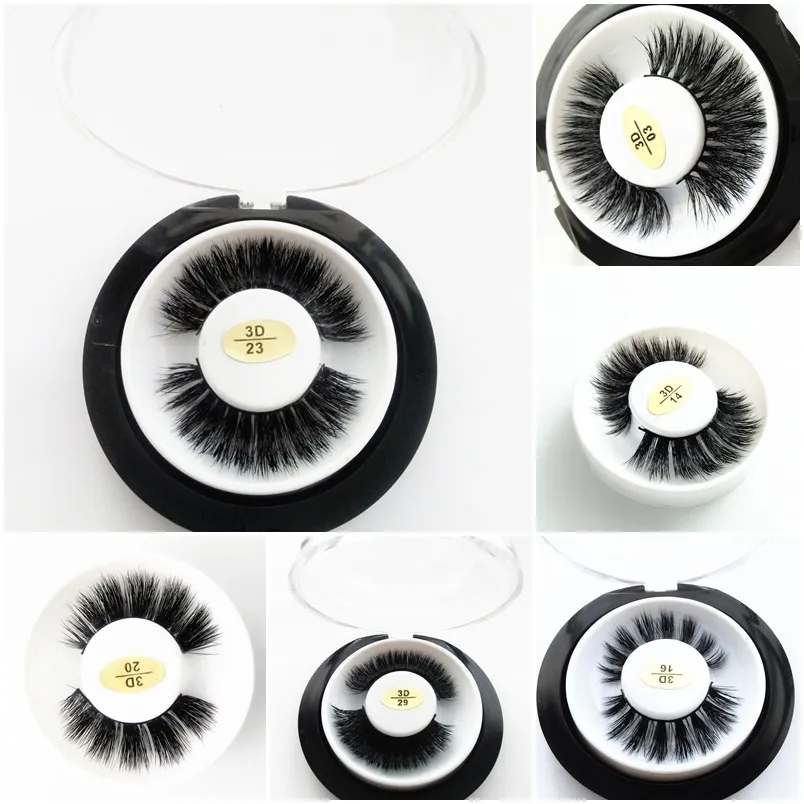3D Real Mink False Eyelashes Makeup 100% Mink Natural Thick Fake False Eyelashes Eye Lashes Makeup Extension Beauty Tools With Round Box