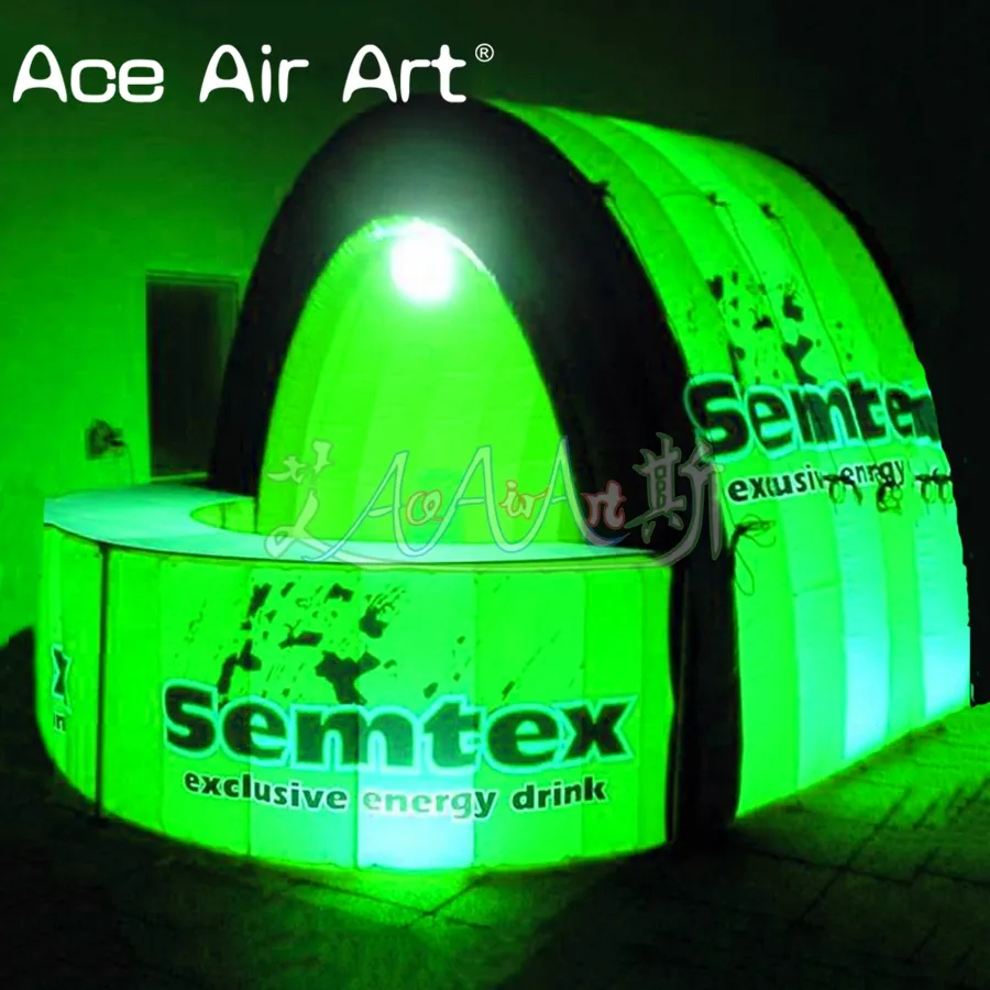 Custom Different Sizes Half Open Type Inflatable Bar Booth Tent Stand with LED Lights Made in China for Advertising on Sale