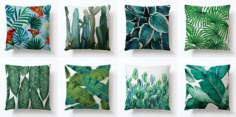 Rainforest Leaves Africa Tropical Plants Hibiscus Flower Throw Lino Pillow Case Chair Cuscino divano