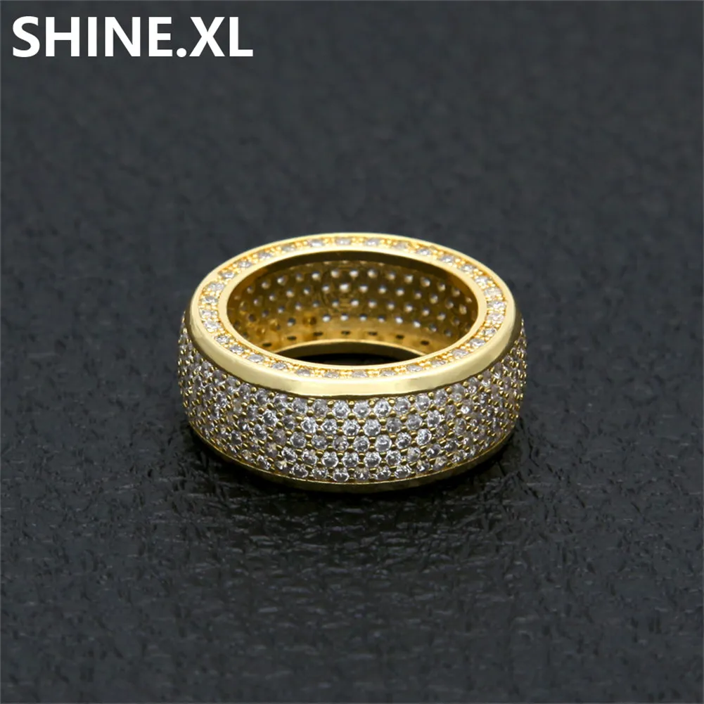 Hip Hop Ring Men Guld Silver Färgpläterad Iced Out Micro Pave Zircon Fashion Finger Smycken Party Presentidé