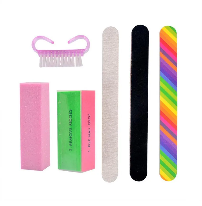 High quality Nail Manicure Kit Nail Files Brush Durable Buffing Grit Sand Fing Art Accessories Sanding File UV Gel Polish Tools 1Set=6pcs