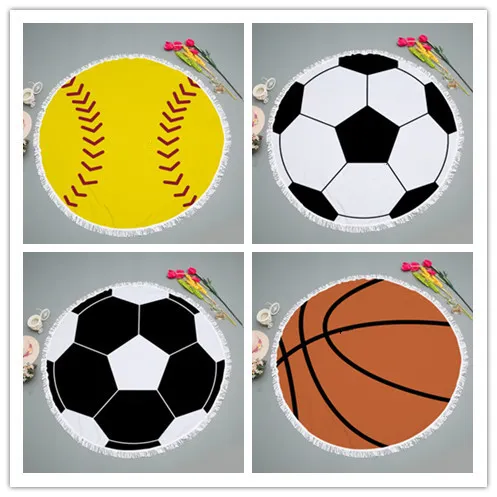 Dhl sport filt rund strand handduk för baseball basketbollvolleyboll fotboll softball badhanddukar yoga mat bordsduk