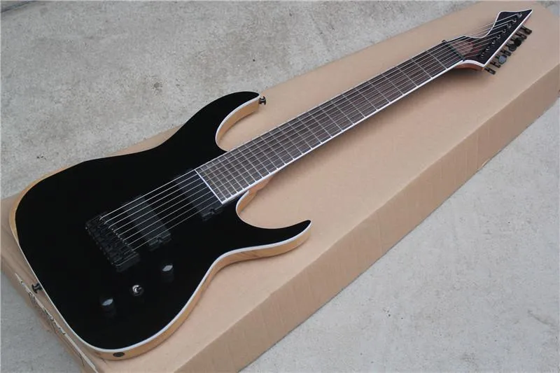 Fabriksanpassad ny 24 frets ask kropp matt svart blackmachine b2 special 8 sträng elektrisk gitarr 16 131bn8571230