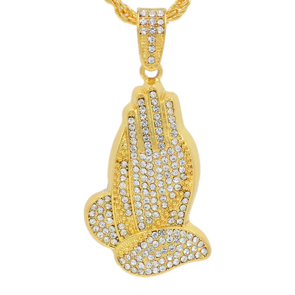 2018 bouddhisme bergamote pendentifs colliers pendentifs Bling Bling glacé cristal prière colliers Hip Hop bijoux pour cadeau