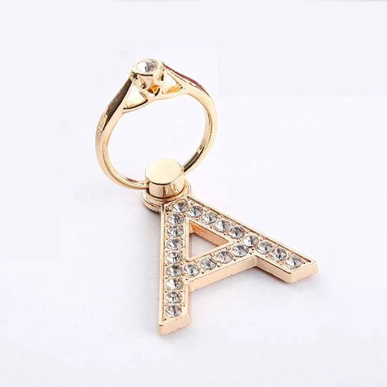 Bling Diamond Finger Holder för mobiltelefon Magnetisk Ring Griphållare Universal Brev Kickstand 360 Finger Ring Stativ