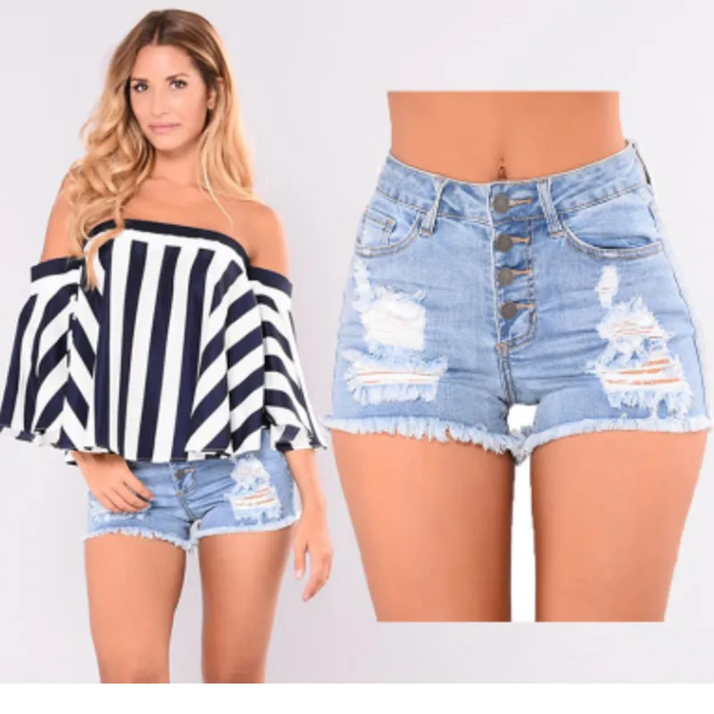 Shorts Solid Women Clothing Denim med fickor Summer Ropa Mujer Slim Short Pants Feminino Casual Jeans Ladies Hot