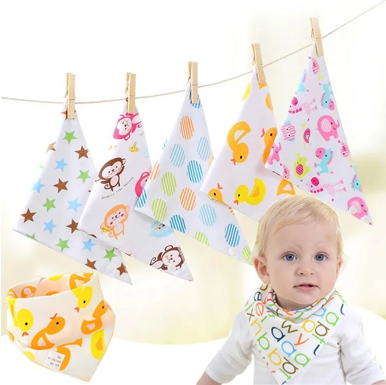 Serviette d'impression de dessin animé pour bébé à deux étages, serviette d'eau en pur coton pour bébé, bavoir pour enfants T4H0337