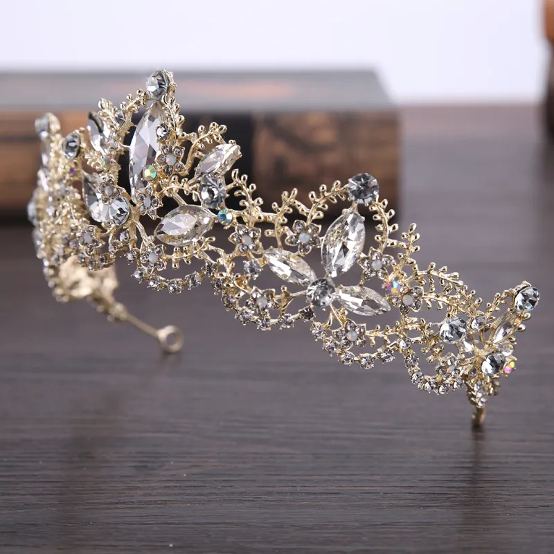 Underbara brudkronor för brudar Sparkling Bröllop Diamante Pagant Tiaras Hårband Kristall Sweet 16 Prom Pagant Hår Smycken Headpiece