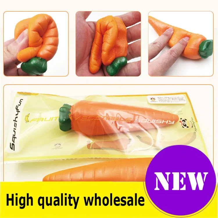 Squishy carota Jumbo di alta qualità Lento aumento Soft Oversize Phone Spremere giocattoli Ciondolo Anti Stress Kid Cartoon Toy Decompression Toy