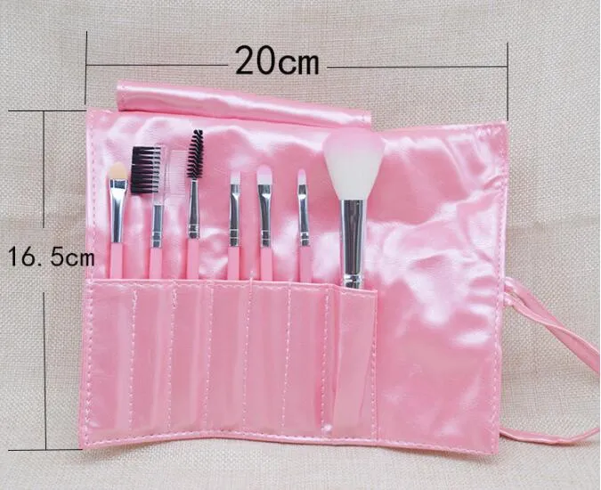 Professionell 7 sts Makeup Brushes Set Verktyg Makeup Toalettsaker Kit Wull Brand Make Up Brush Set med PU Läderväska