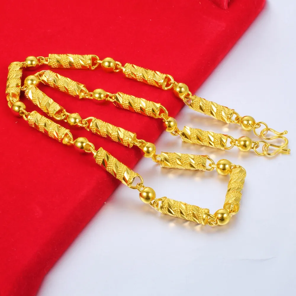 Gemtory Solid Tillbehör Choker Kedja 18k Gul Guld Fylld Fashion Mens Halsband Smycken 600mm Längd Present