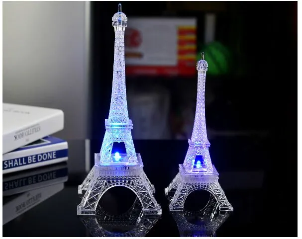 Presentes românticos do dia dos namorados 7 cores mutável torre eiffel led night lights lâmpada de iluminação flash brinquedos atacado frete grátis