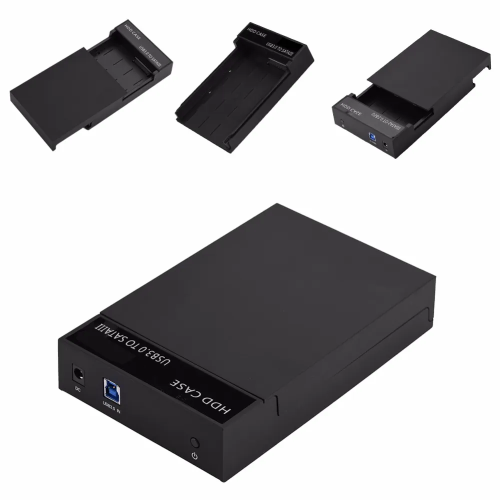 Freeshipping USB3.0 till SATA 2.5 "3.5" HDD SSD Case Hårddiskskiva Extern förvaringslåda Dockningsstation HDD-kapsling