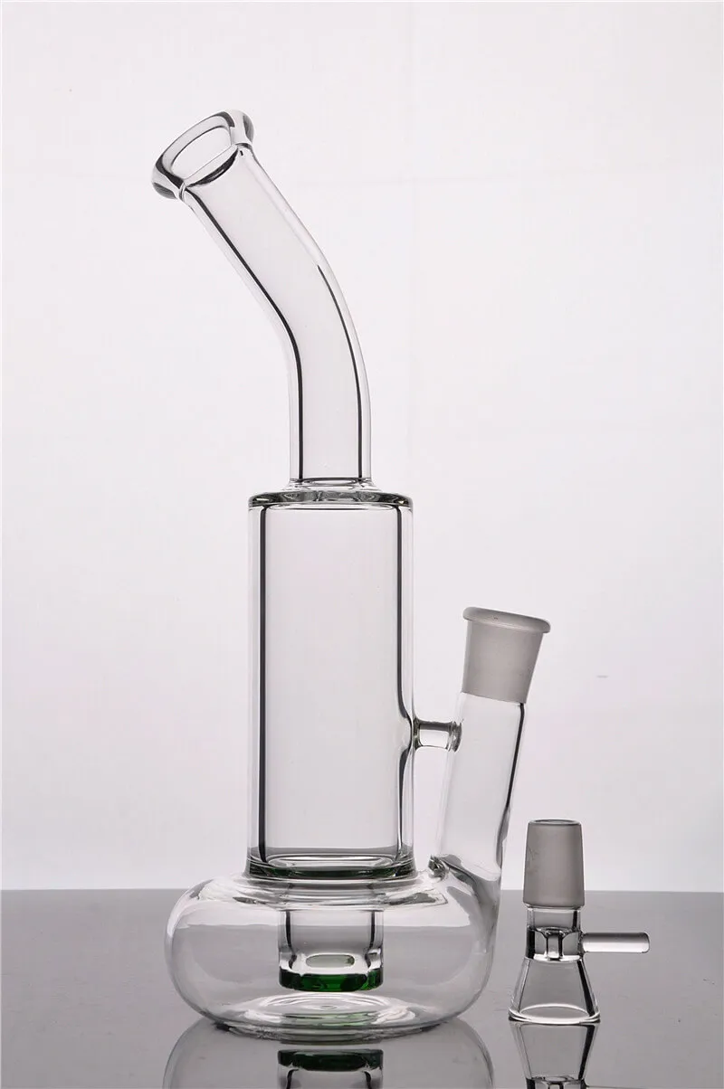 Pure Glass Hookahs Simple Glass Water Pipes Bent Neck Dab Oil Rigs 10.5 Inches and 18mm Joint