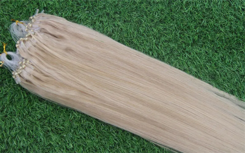 613 blonde micro loop human hair extensions 100g 7a 100% Remy Hair Straight micro bead extensions 