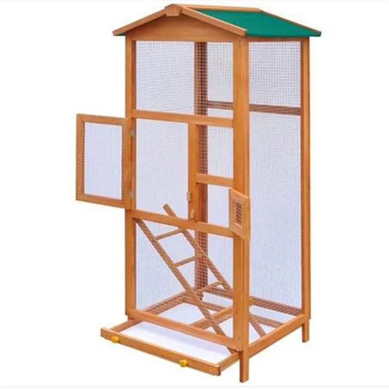 Försäljning Gratis Frakt Fågelbur Stort Trä Aviary med metall Grid Flight Cages för Finches Bird Cages Pet Supplies