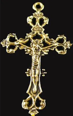 75pcs Antiqued gold floral crucifix Cross pendants A1299G