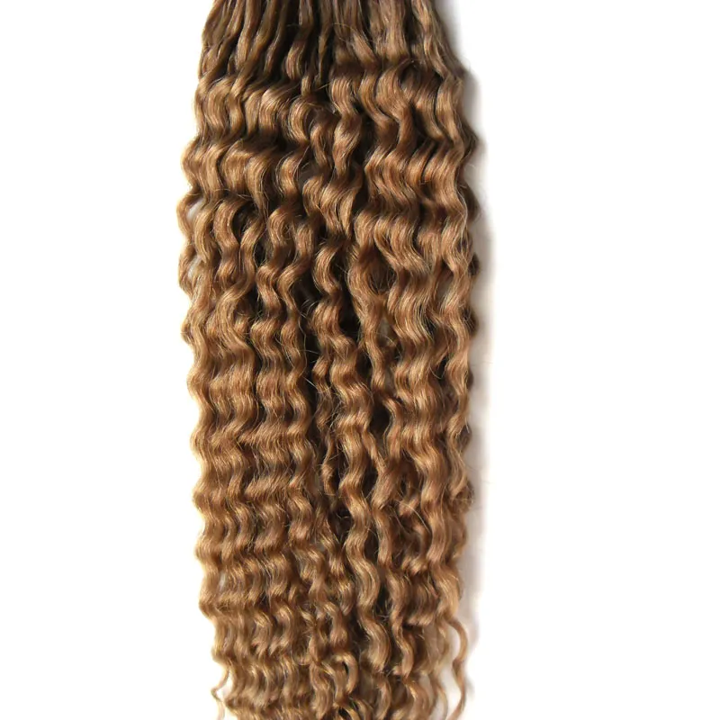 Extensions de cheveux humains brun clair Micro anneau 100g Remy Micro boucle Extensions de cheveux humains brésiliens bouclés profonds cheveux vierges2991942