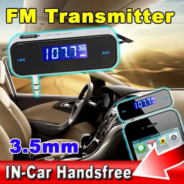 Wireless 3.5mm Universal LCD Stereo Car FM Nadajnik radiowy dla iPhone 4S Wszystkie telefony komórkowe / MP3 Zestaw głośnomówiący Car K