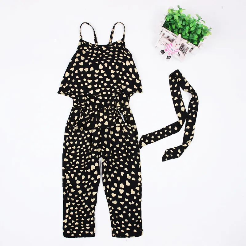 Ragazze Casual Sling Abbigliamento Imposta pagliaccetto bambino Bella tuta a forma di cuore pantaloni cargo tute bambini abbigliamento bambini Outfit TO526