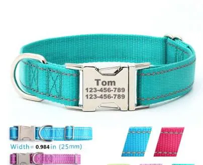 Collier d'identification de chien personnalisé, nom gravé gratuit et tel collier de chien réglable pour chiot chaton collier d'identification d'animal de compagnie personnalisé pour chat et chien