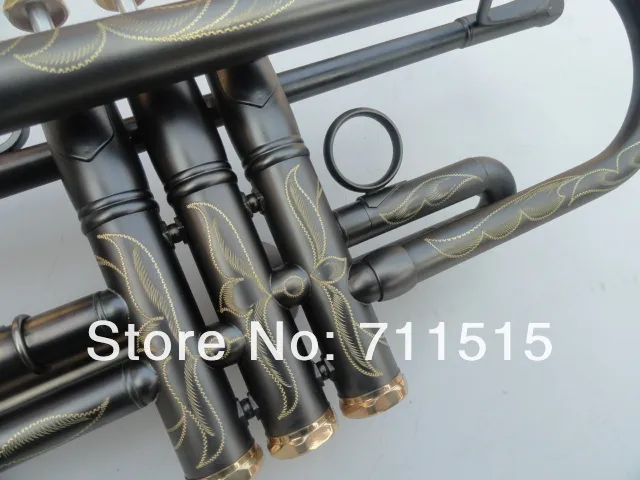 MARGEWATE уникальный черный никелированный труба изысканные резные узоры латунь Bb труба Марка музыкальный инструмент Бесплатная доставка