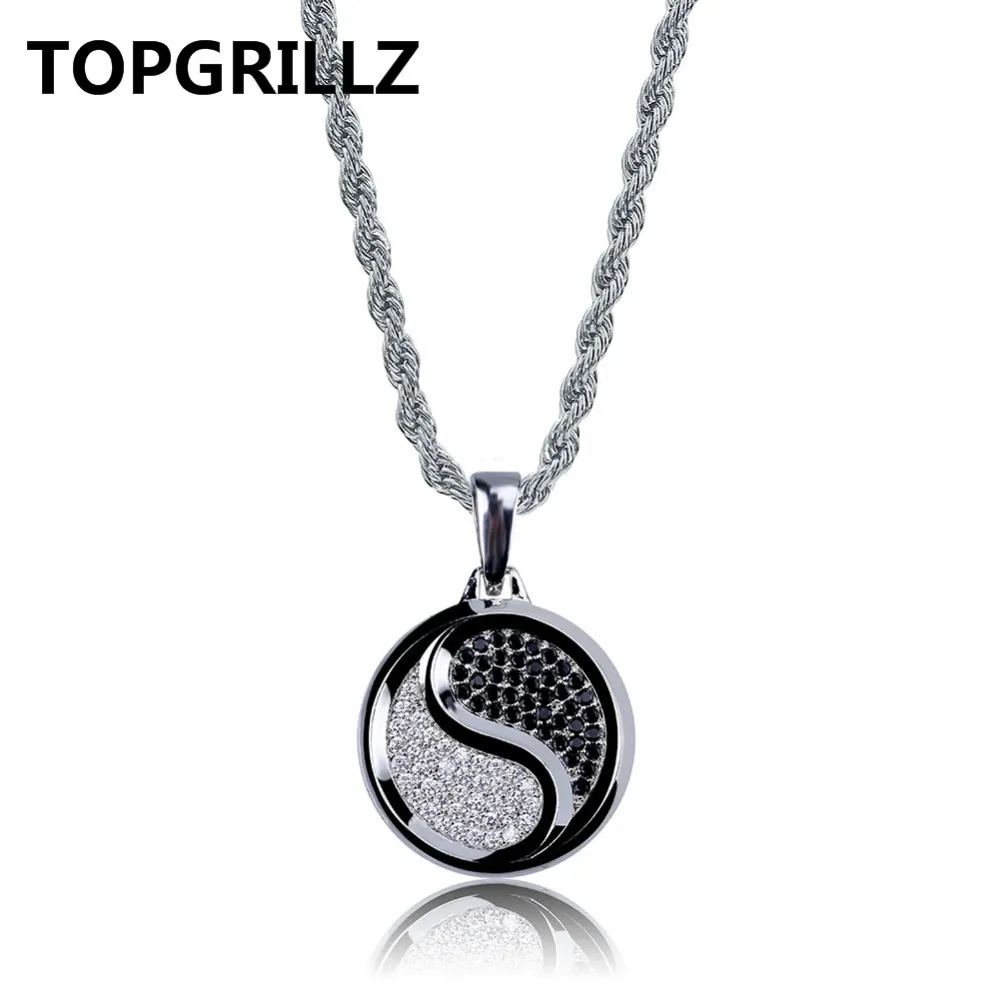 Topgrillz Hip Hop Rock Iced Out Tai Chi Hanger Ketting Goud Zilver Kleur Geplateerde Micro Verharde Zirkoon Charme Ketting voor Vrouwen