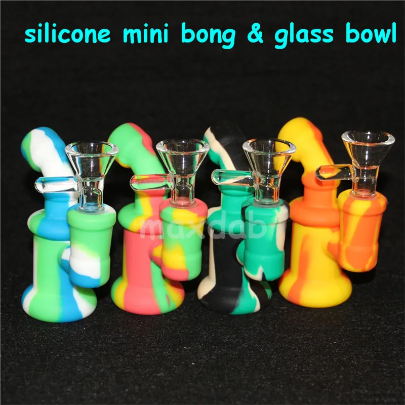 Gros Mini Silicone Rigs Dab Bongs Pot Tuyau Huile Tambour Tuyaux D'eau Barboteur Bong 5ml Conteneurs