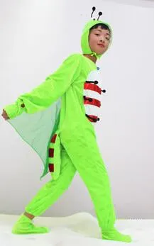 2017 New style children Cosplay Green insect Animal perform Sequins clothing girls and boy Dance Conjoined clothes long style4367298