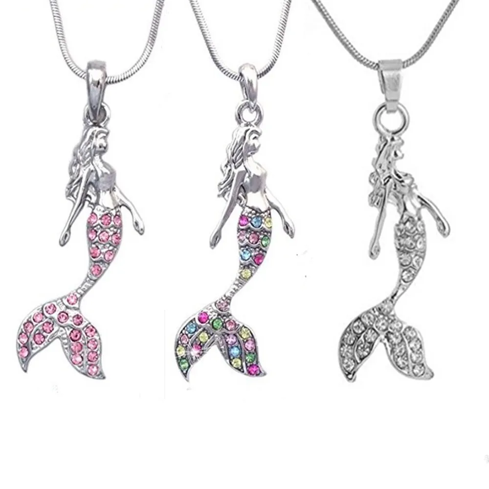 Crystal Ketting Strass Zeemeermin Verklaring Hanger Ketting voor Vrouwen Meisje Sieraden mode trui accessoires Verklaring Ketting