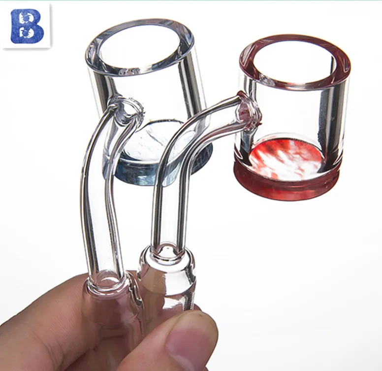 DHL Duman Kuvars Banger Tırnak Düz Üst 5mm Kalınlığı Renk Alt Dia 19mm / 25mm Kase Cam Bong Dab Rigs Için