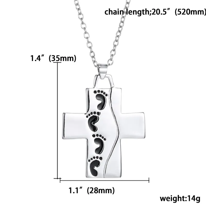 Footprint Jesus Cross Necklace Letters My Child I Love You Pendant necklaces Fashion Jewelry Gift for Women Kids