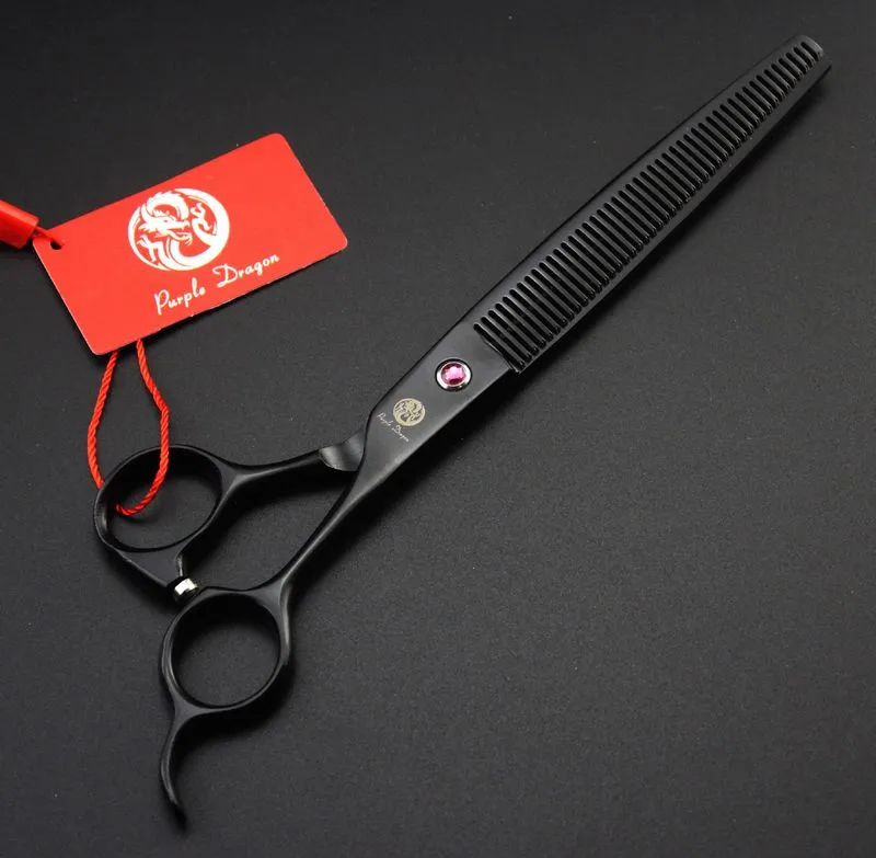 purple dragon set 8.0" professional hair scissors set paint black hair cutting /thinning scissors + comb + retail packing