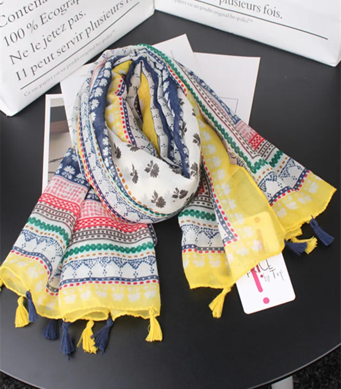 Cotton and hemp scarf female spring summer Korean version of long beach sun protection shawl