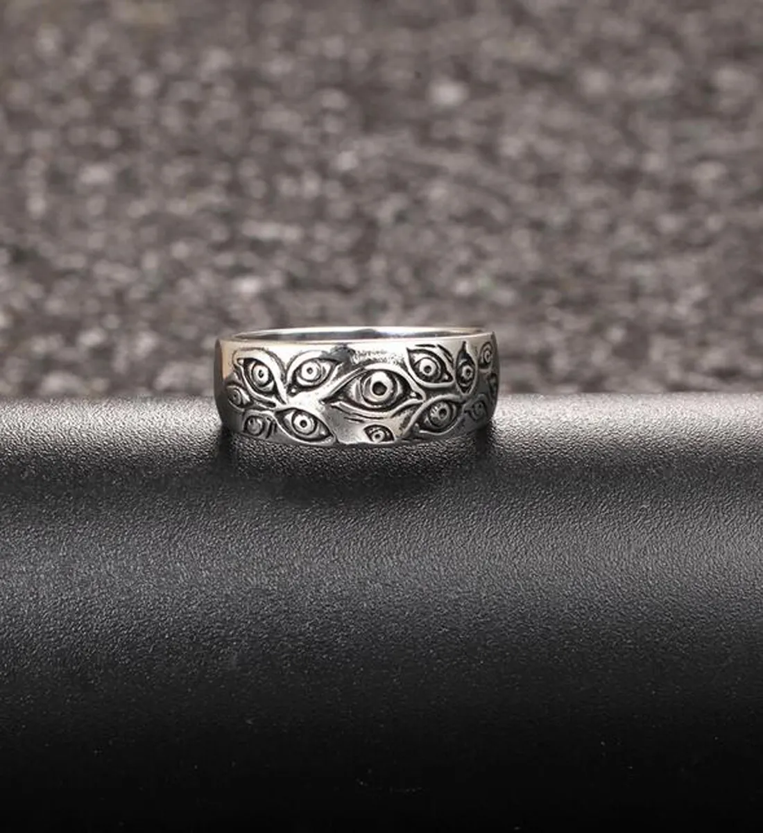 Vintage vintage ze stali nierdzewnej grawerowane oko Boga pierścień srebrny ton219c