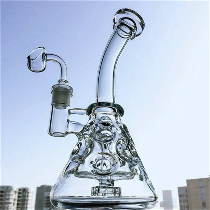 Fab ägg bongs återvinningsglas DAB riggar liten bägare Bong 9 tums mini oljeplattor Vattenrör Showhead Perc Olator Clear Waterpipe MFE09