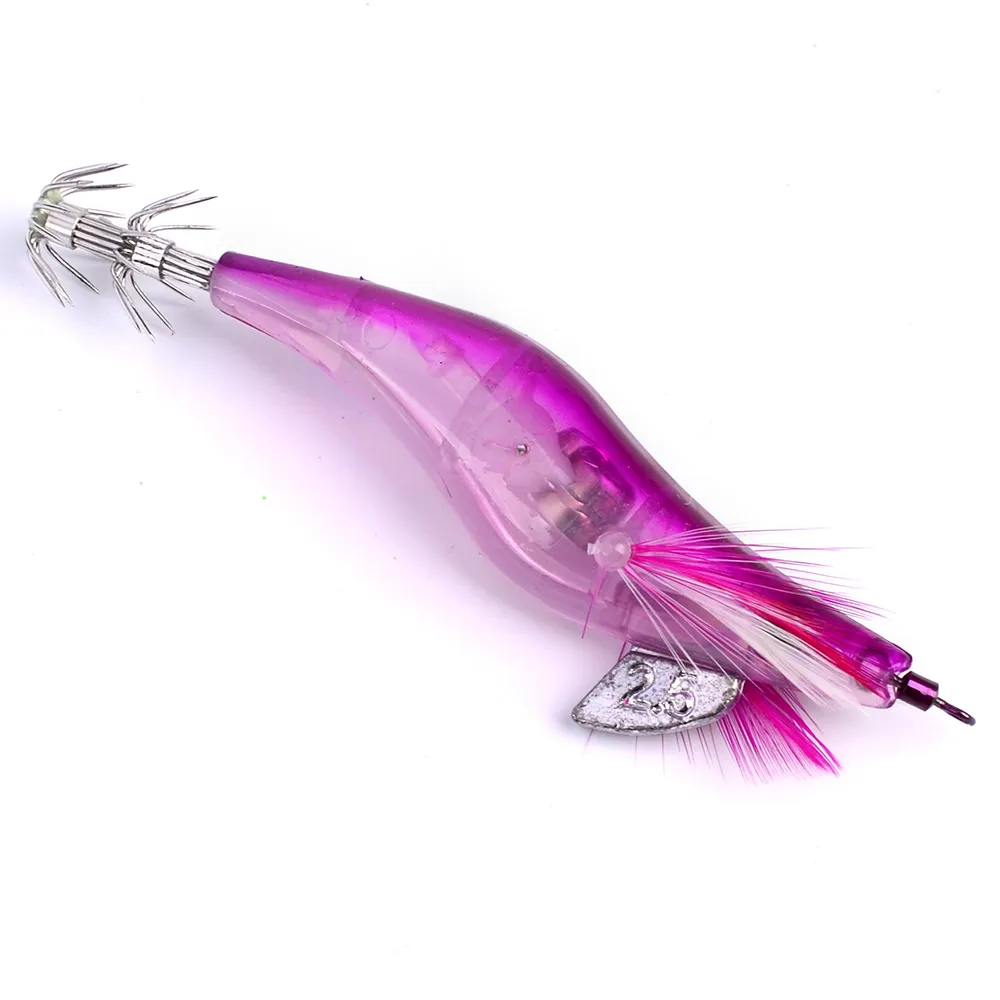 Squid jig balıkçılık yemleri led elektronik aydınlık gece balıkçılık ahşap karides cazibesi 10cm 13g6154339