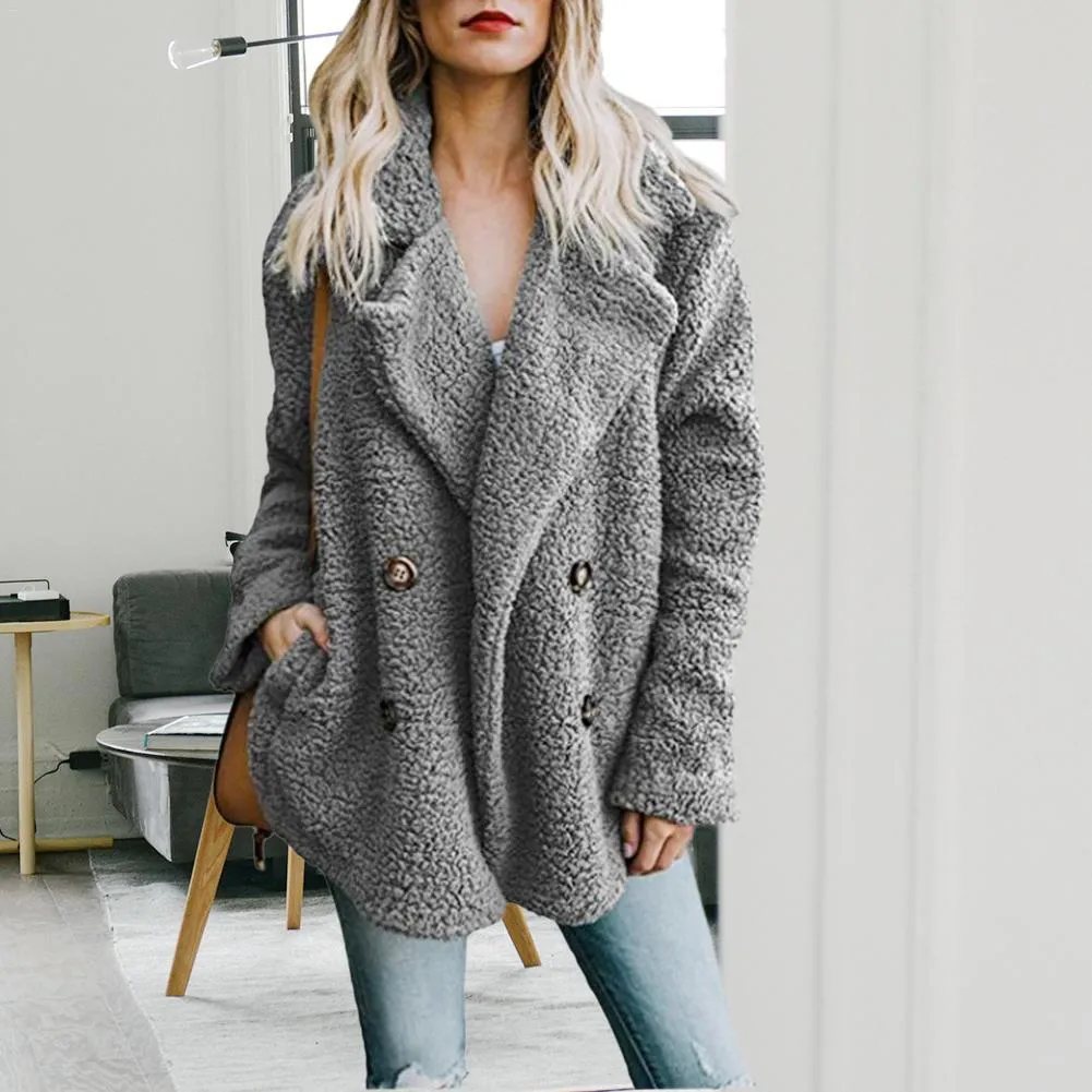 Manteau Femme Hiver Grande Taille - Mi-long, Doublure Sherpa, Fermeture éclair, Coupe Ample, Pour Extérieur
