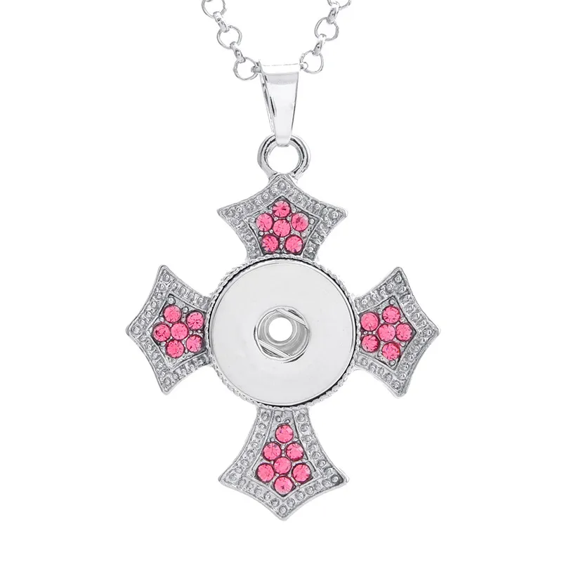 NOOSA Cross Necklace Ginger Snap Jewelry Button Pendants Interchangeable Jewerly with Stainless Steel Chain NN-037