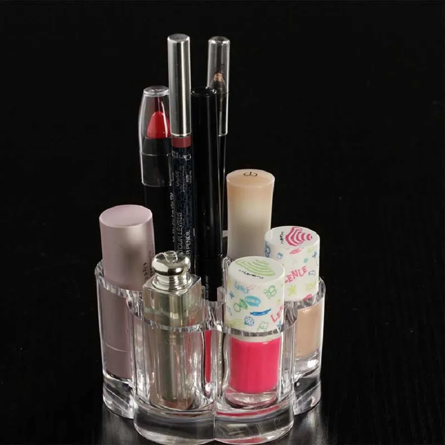 Clear Acrylic Makeup Organizer Lippenstift Opbergdoos Crystal Nail Polish Display Case 6 compartimenten Make-up Tools Stand Rack