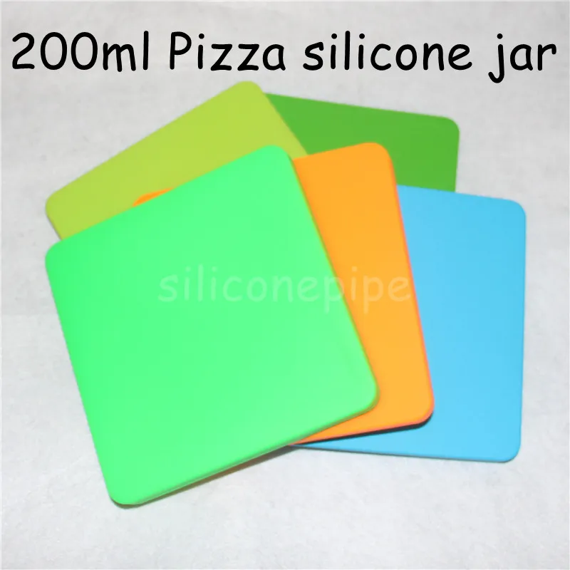 Flat shape bho box concentrate silicone container 200ml for dab pizza box shaped wax container Square big personized vacuum sealable