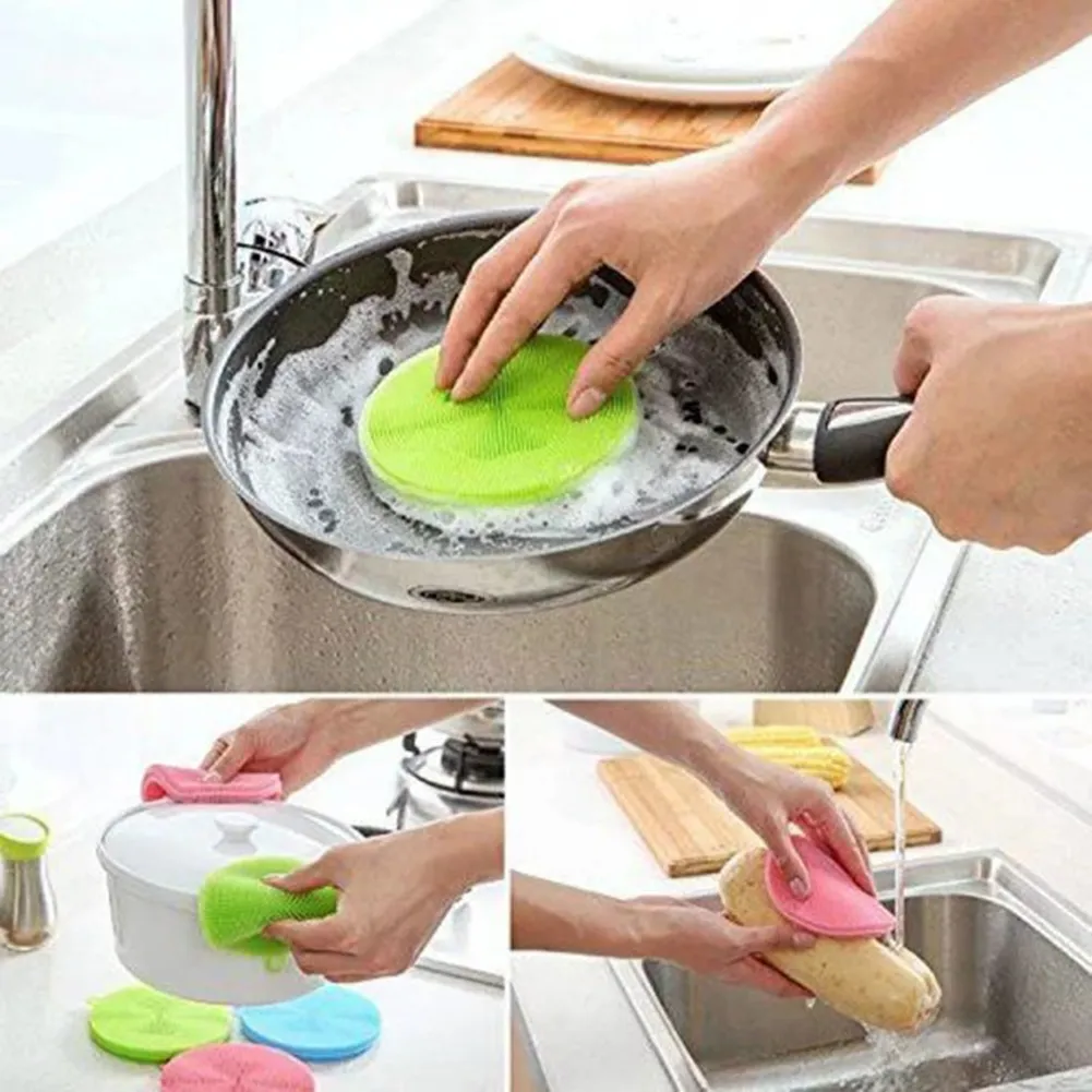 Magic Brush Cleaning Sponge Kitchen Pot Washing Tool Pan Dish Silicone Scrubber