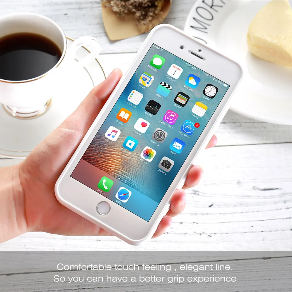 جراب iPhone 7 6 6s 8 حافظة مقاومة للماء وشاشة قابلة للمس لهاتف iPhone X 7 6s Plus غطاء حماية كامل نحيف للغاية 360