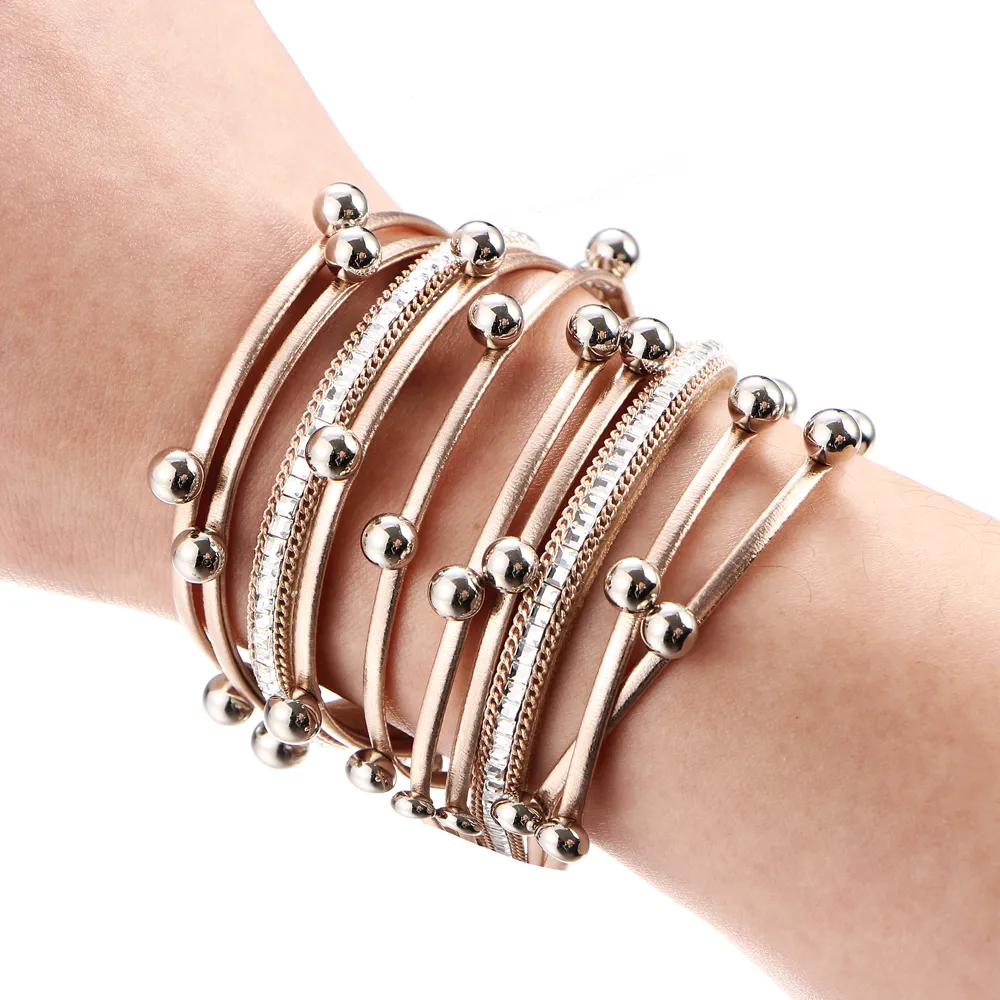 3 cor moda multicamada charme pulseira para mulheres braceletes de couro vintage pulseira femme festa jóias por atacado 3 pcs