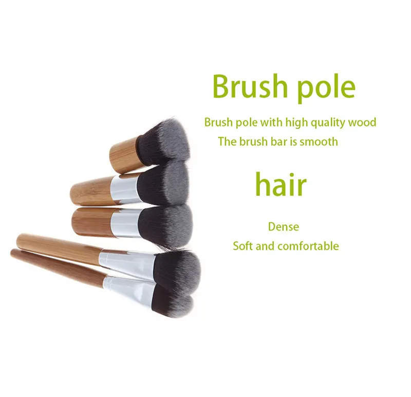 11 шт. Натуральные бамбуковые кисти для макияжа устанавливают профессиональные тени для век.