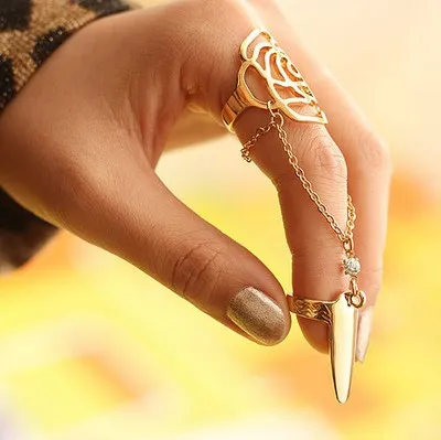 Nail Amor Golden And Silver Tone Alloy Protecting Fingernail Ring Chime  Fake Finger Hollow Flower Claw Shape Nail Art Finger Rings Nail Charm From  Janet2011, $1.5