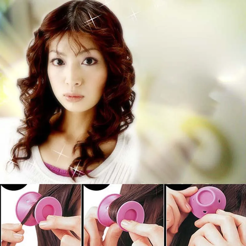 Soft Rubber Magic Hair Curler DIY Hair Rollers Hair Styling Tools Travel Home Use Makeup Beauty Tool Soft Silicone Pink Curler