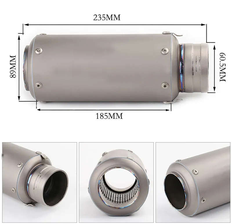 TKOSM modifié 60mm 51mm moto en alliage de titane en Fiber de carbone pot d'échappement silencieux moto SC Laser autocollant S1000RR CBR1000