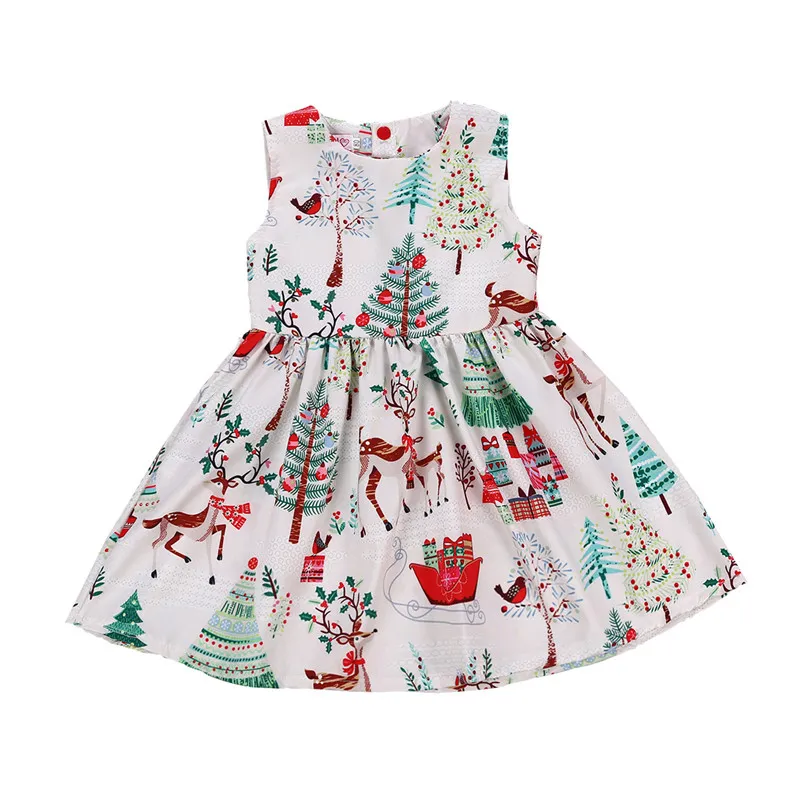 Kleinkind Mädchen Kleidung Kinder Weihnachten Kleidung Cartoon Deer Ärmellose Party Baby Mädchen Kleid 2-6Y Weihnachten Mädchen Kleidung Heiße Kinder Kleidung