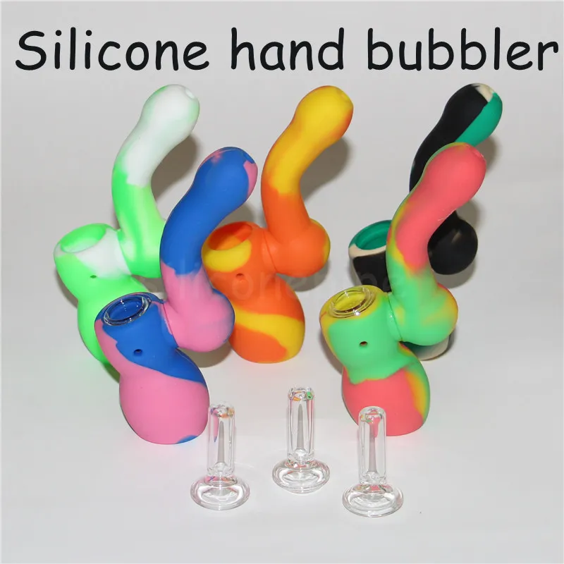 Hookahs Silicone Tobacco Pipes with Glass Bowls Silicon Hand Pipe For Smoking Bubbler bong DHL free